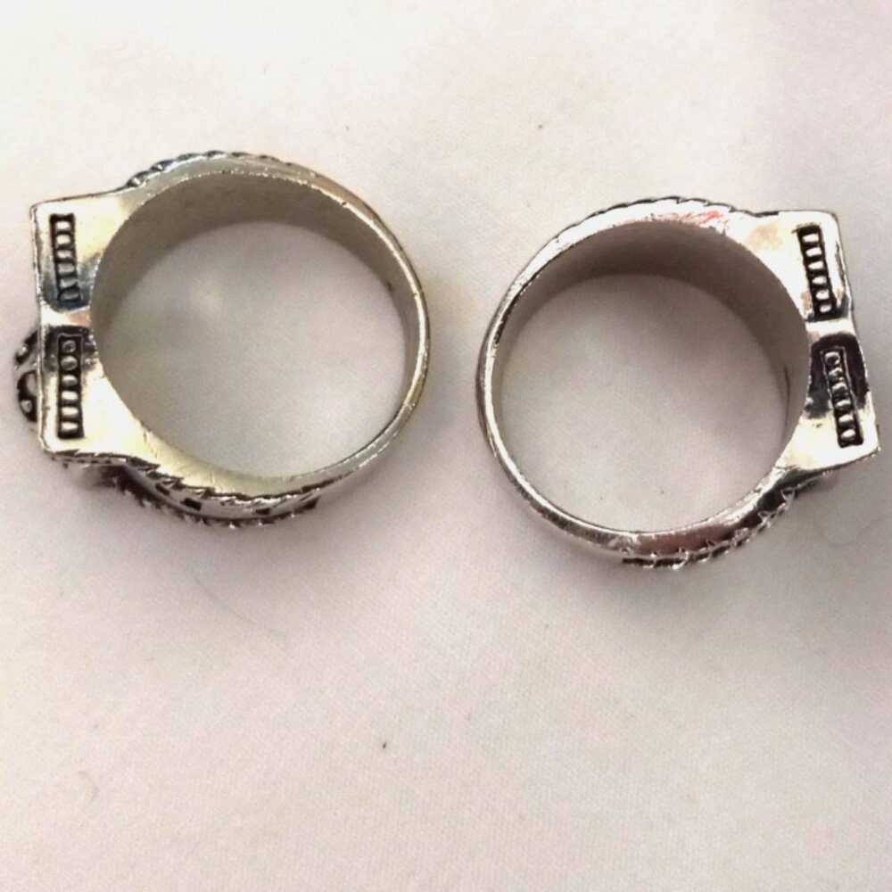 Viking Thor’s Hammer Mjölnir Rings Pair Silver Tone Norse Celtic Jewelry Sz 8-9 - Picture 5 of 12